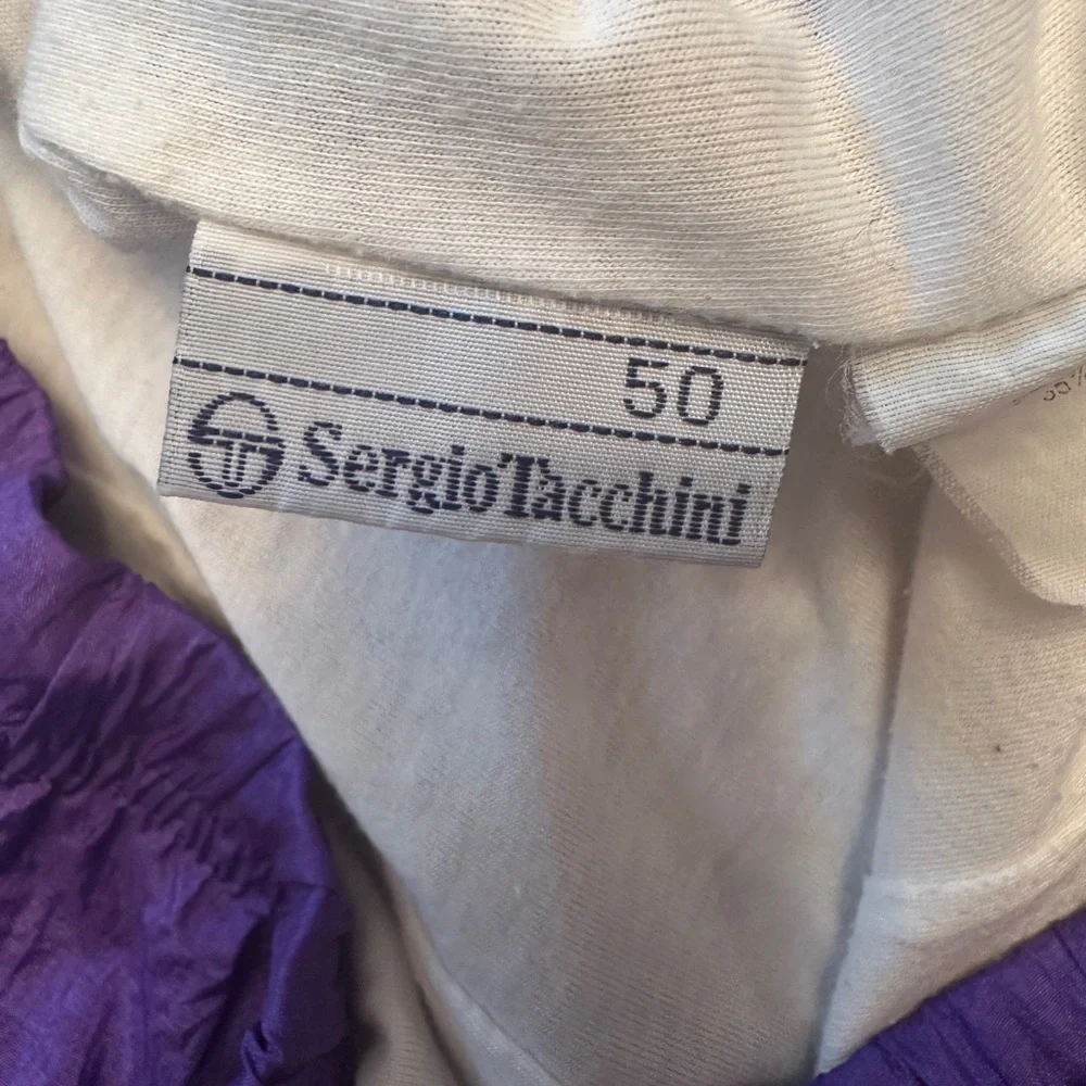 Vintage SERGIO TACCHINI Size 34 Nylon‎ Track Pant Joggers Purple Lined Zip Ankle